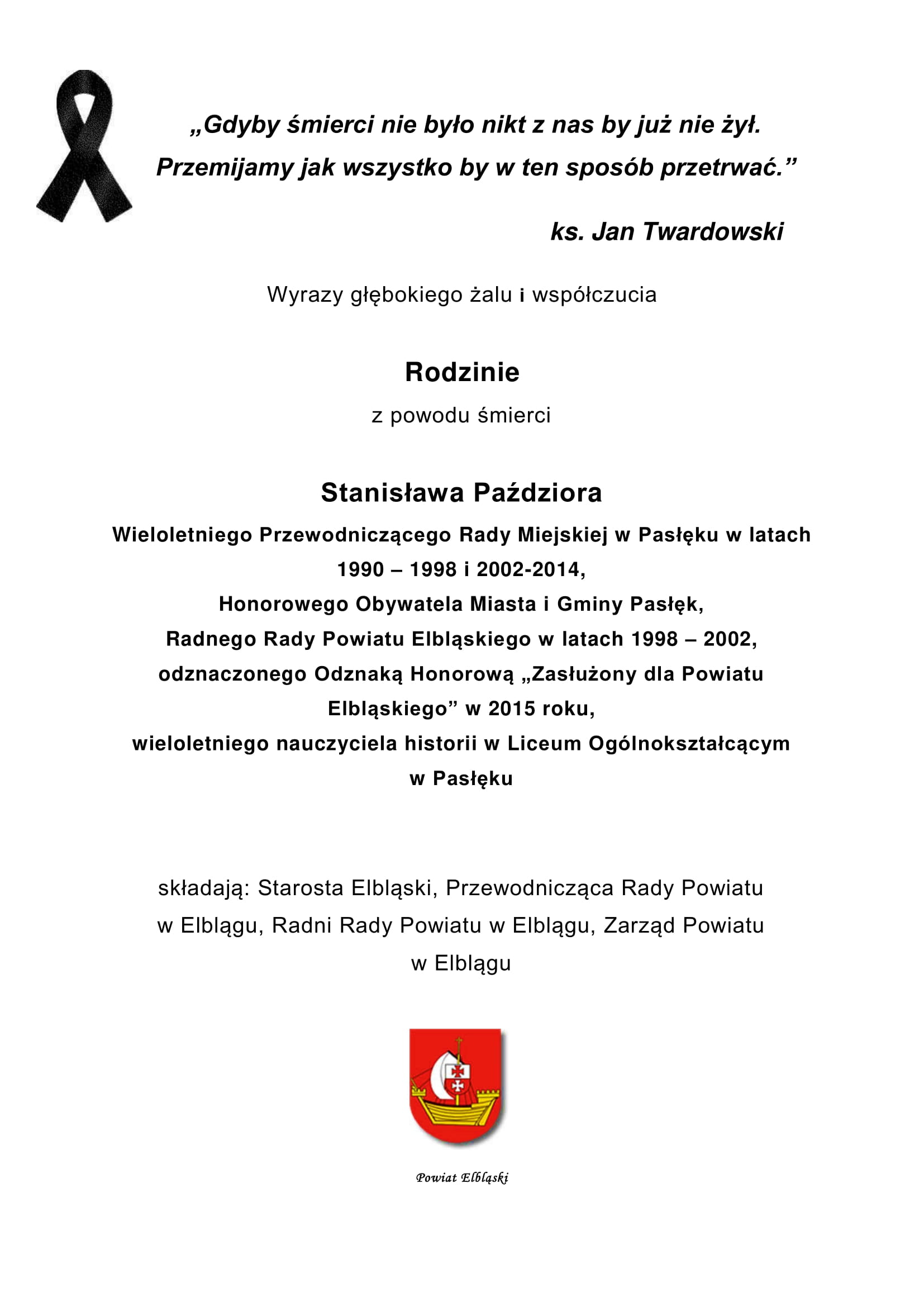 kondolencje Stanisaw 1