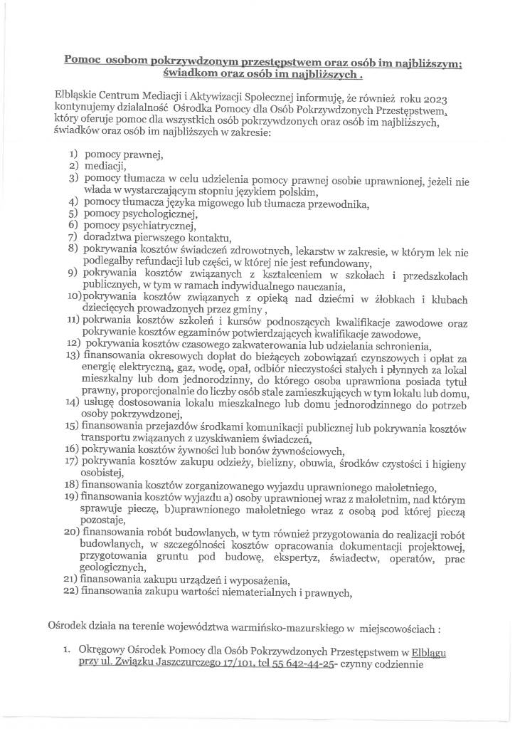 POMOC OSOBOM POKRZYWDZONYM 1